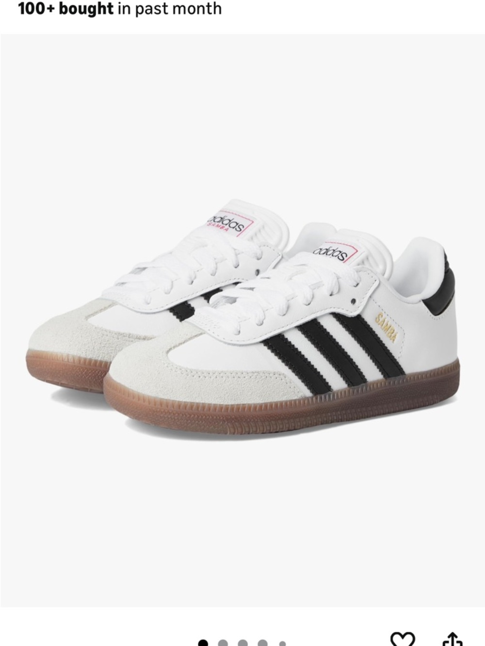 Adidas Samba Sneakers in White and Black with Dark Gum Outsoles